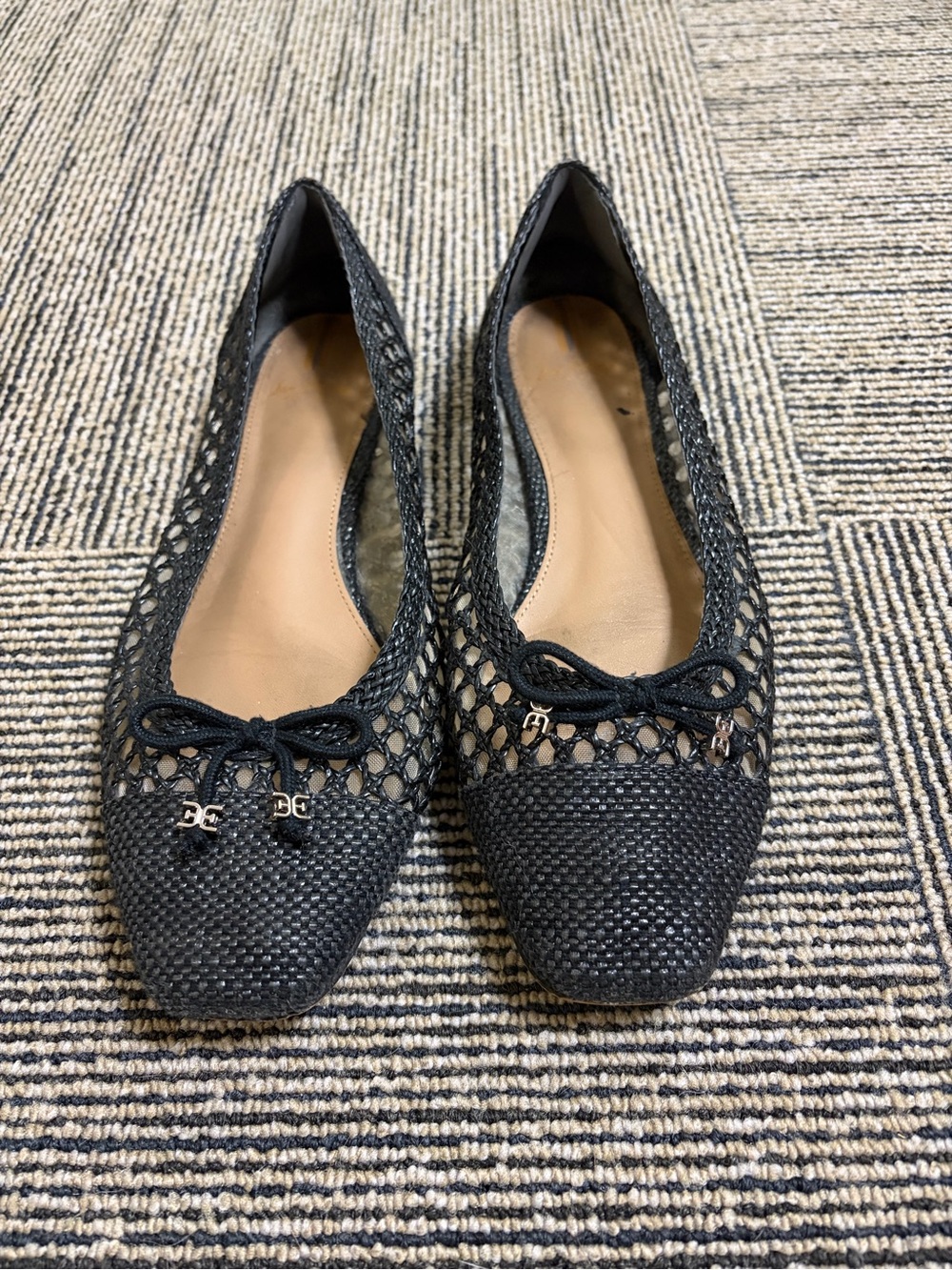 Sam Edelman Black Woven Ballet Flats with Bow